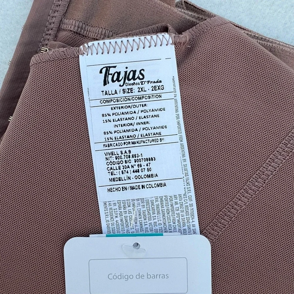 Delie by Fajas Mens Compression Vest Shapewear Brown Hook Eye 09017 2XL NEW